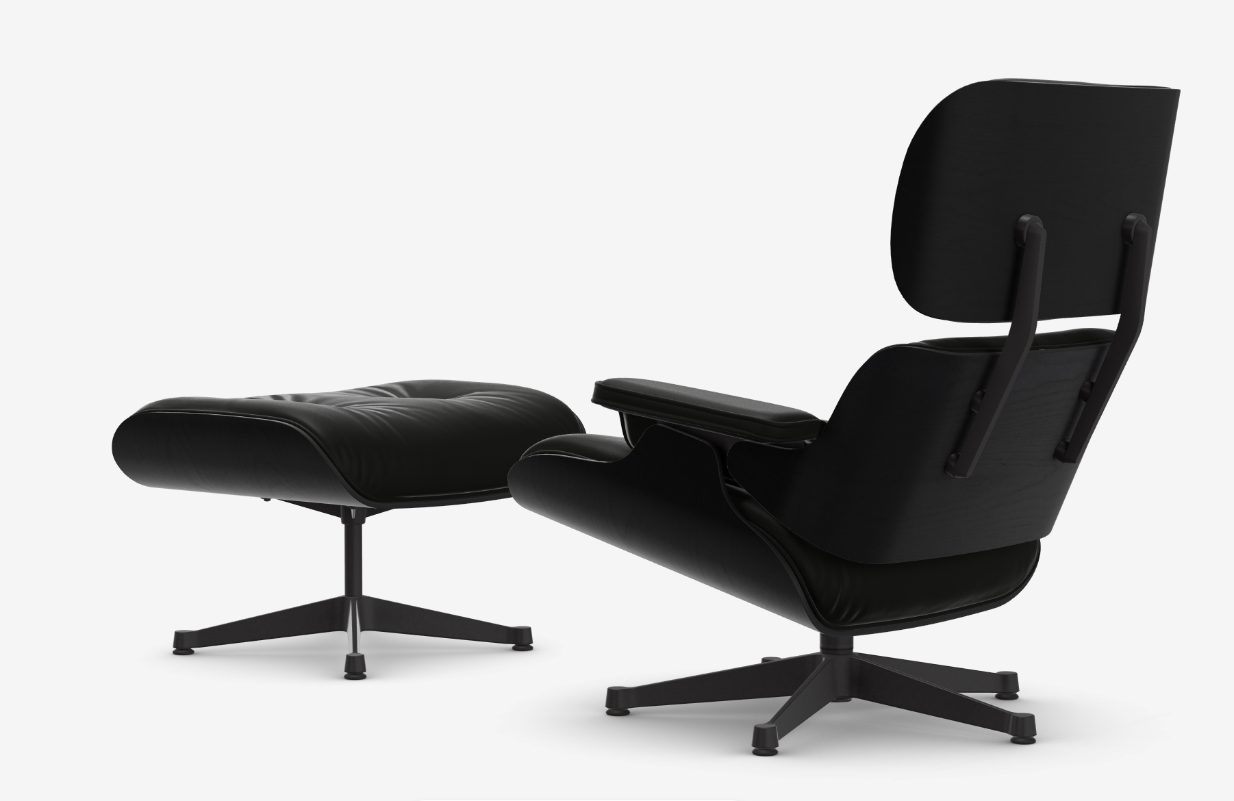 Eames Lounge Chair & Ottoman zwart - kastanjehout & leder premium nero