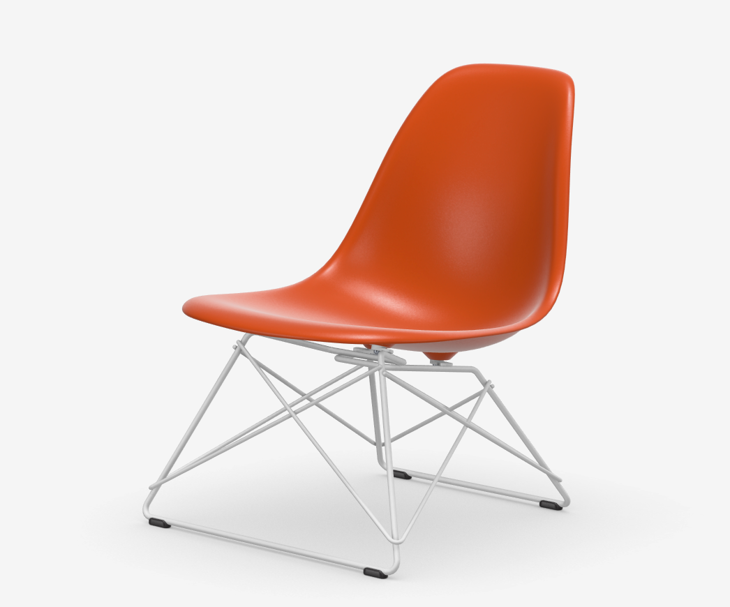 Eames Plastic Side chair LSR RE - wit onderstel