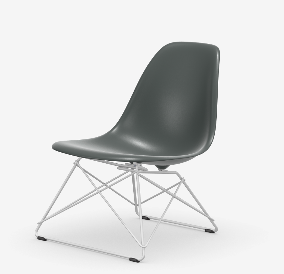Eames Plastic Side chair LSR RE - wit onderstel
