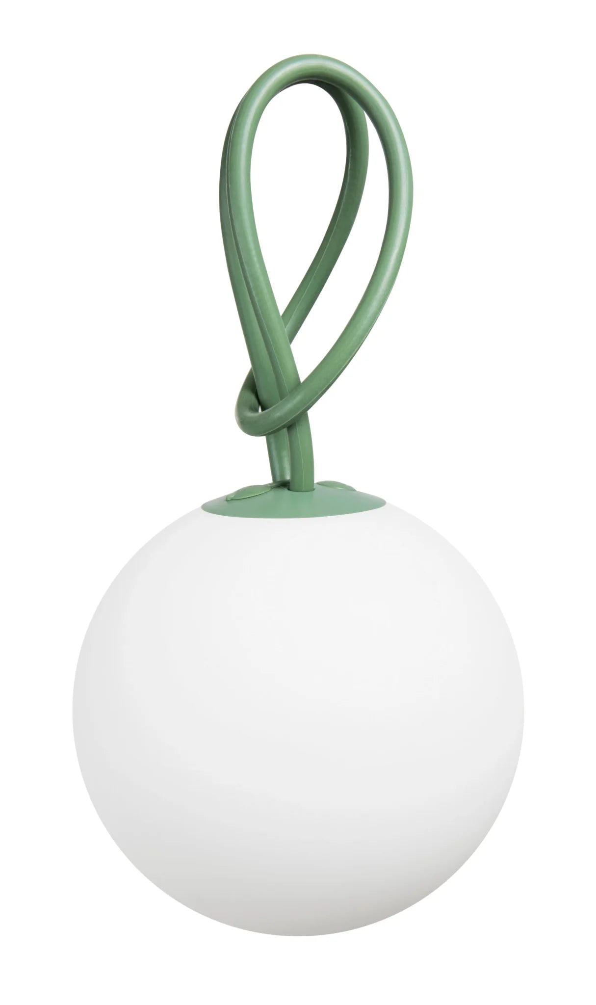 Ronde witte lamp met groene lus, ideaal voor de Hanglamp Bolleke
