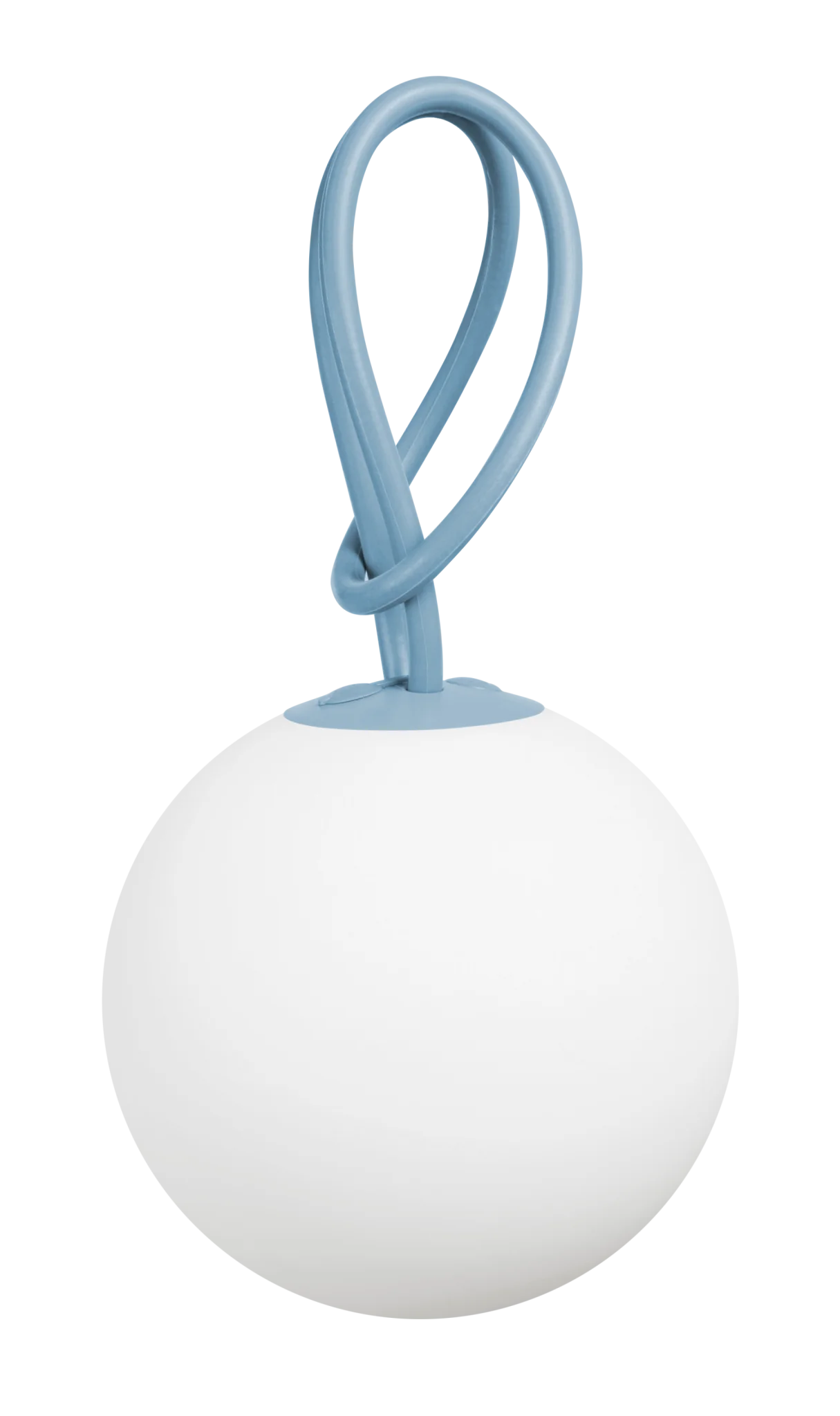 Ronde witte hanglamp Bolleke met blauwe handgreep voor moderne interieurs