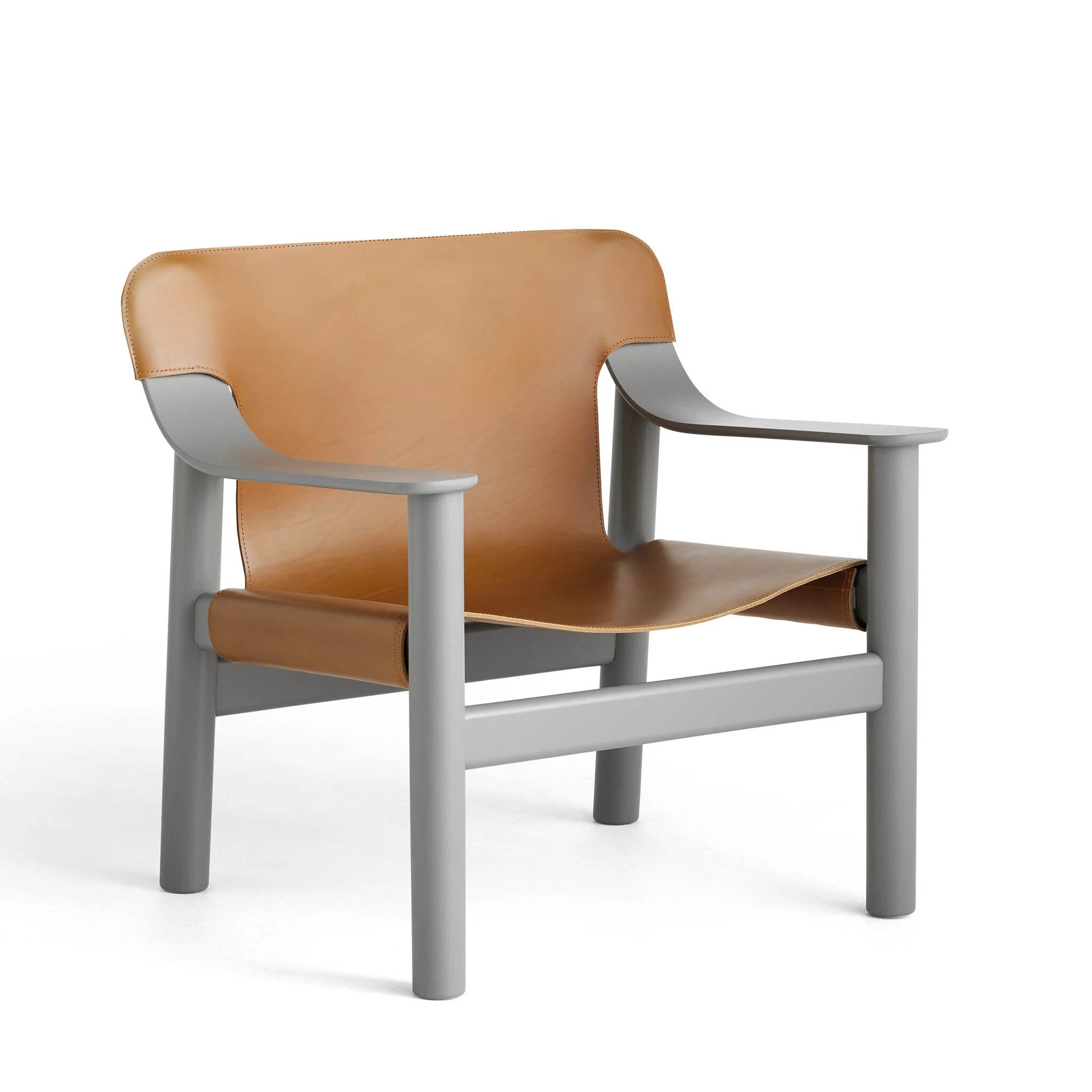 Hay Design fauteuil Bernard - base beige-grijs - cover brandy leder