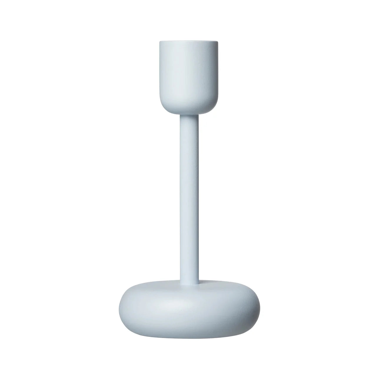 Pale blue minimalist candlestick Nappula kaarsenstandaard met opgezwollen poten vormde
