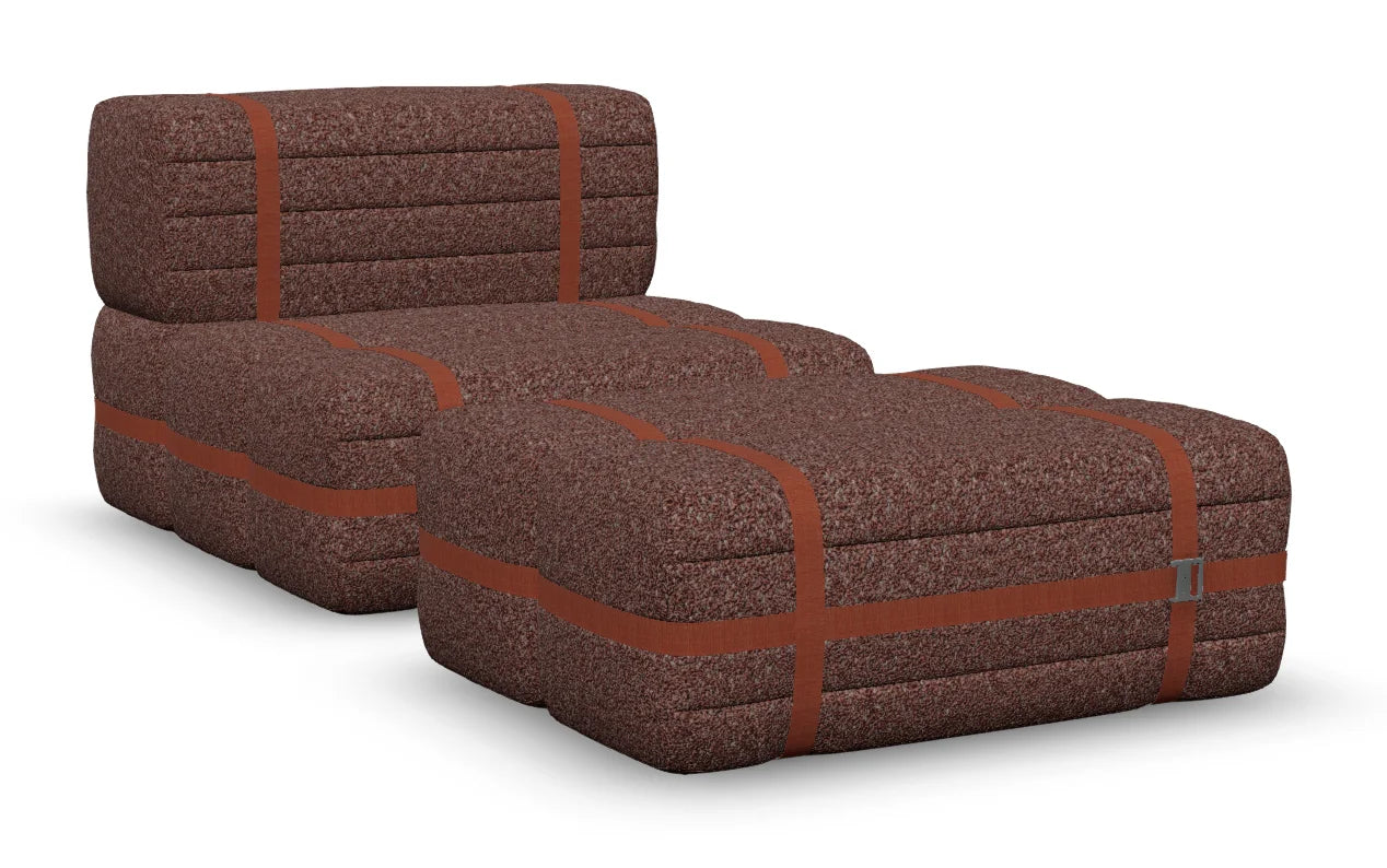 Moooi Haybale Lounge Chair met voetenbank - Boucle Blossom / Brick