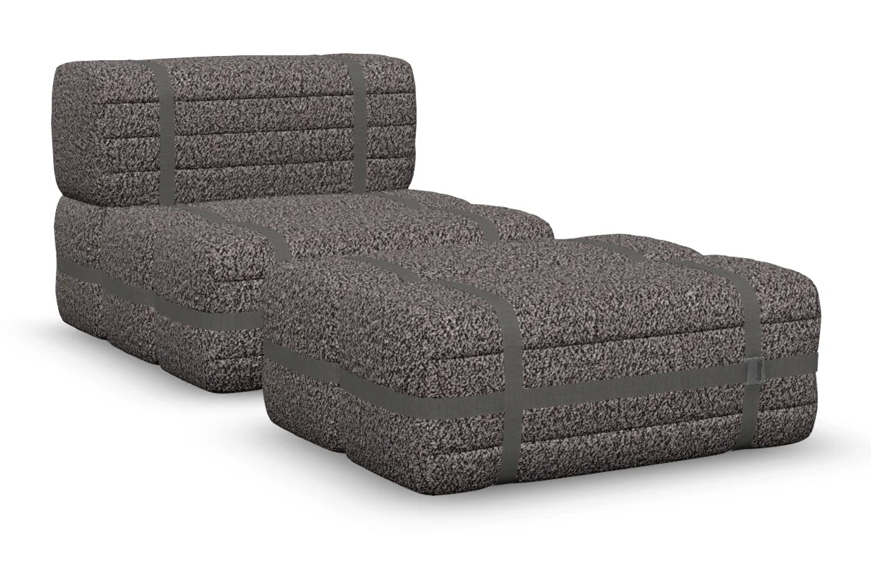 Moooi Haybale Lounge Chair met voetenbank - Boucle Fossil / Light Grey