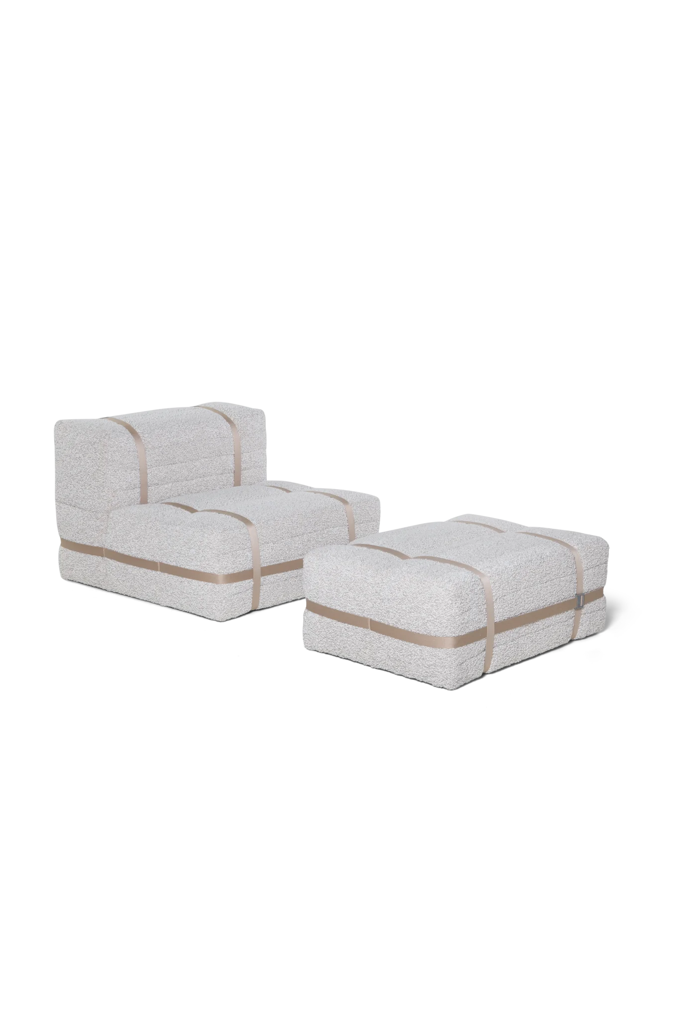 Moooi Haybale Lounge Chair met voetenbank - Boucle Ivory / Sand