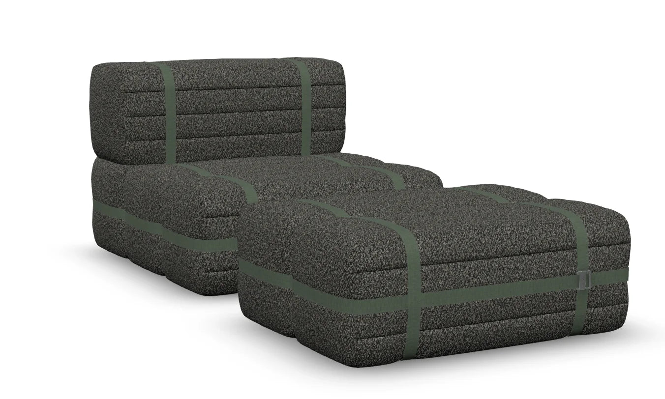 Moooi Haybale Lounge Chair met voetenbank - Boucle Sage / Old Green