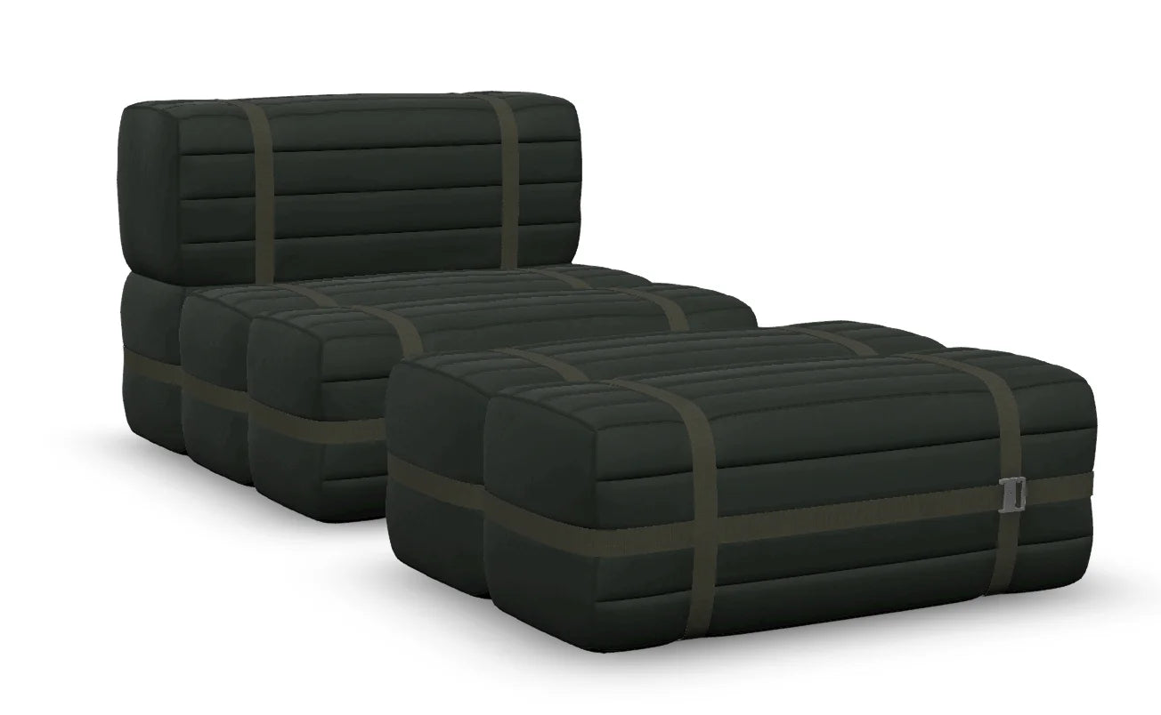 Moooi Haybale Lounge Chair met voetenbank - Savanne Green / Camo Green