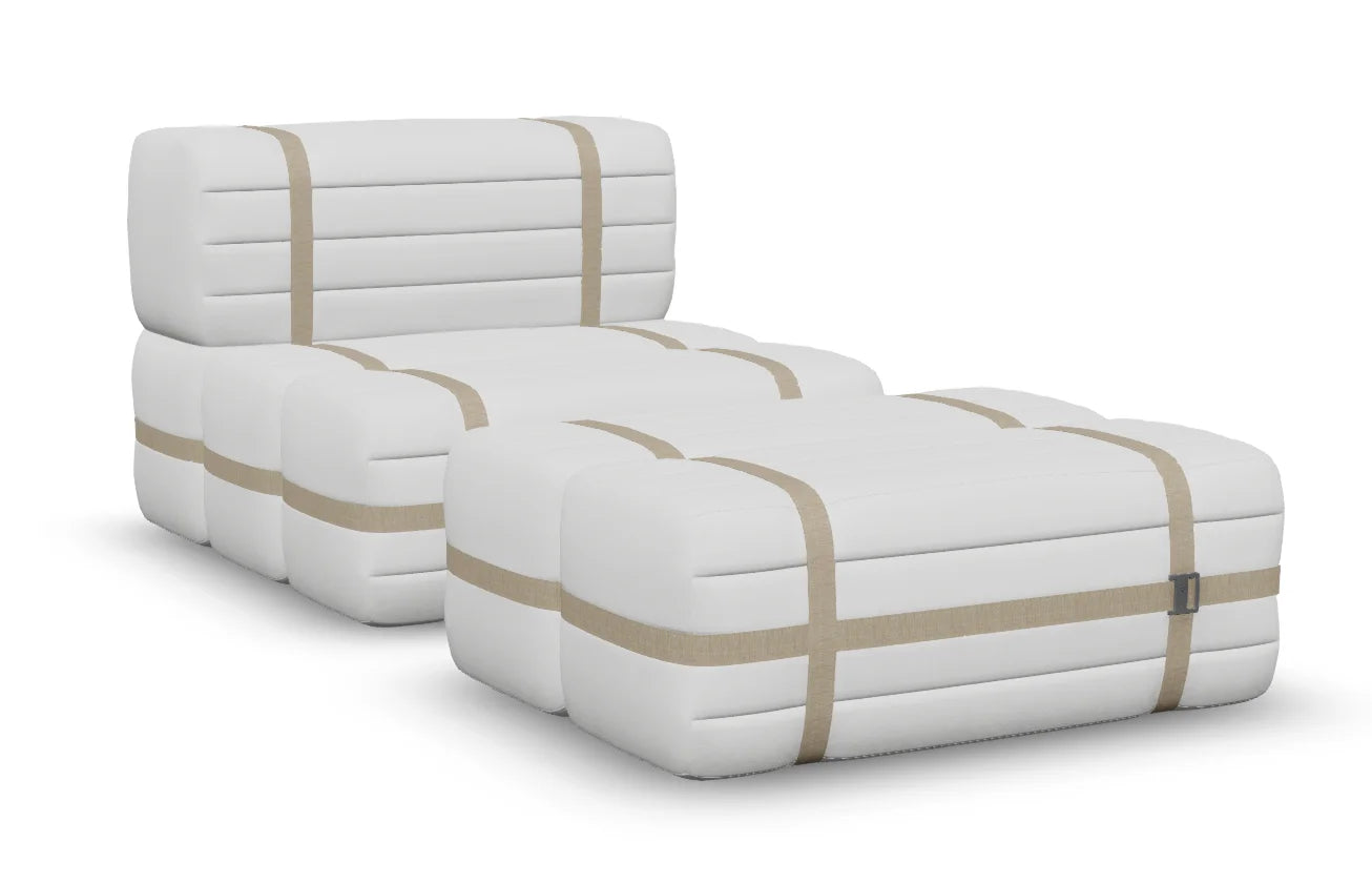 Moooi Haybale Lounge Chair met voetenbank - Savanne White / Sand