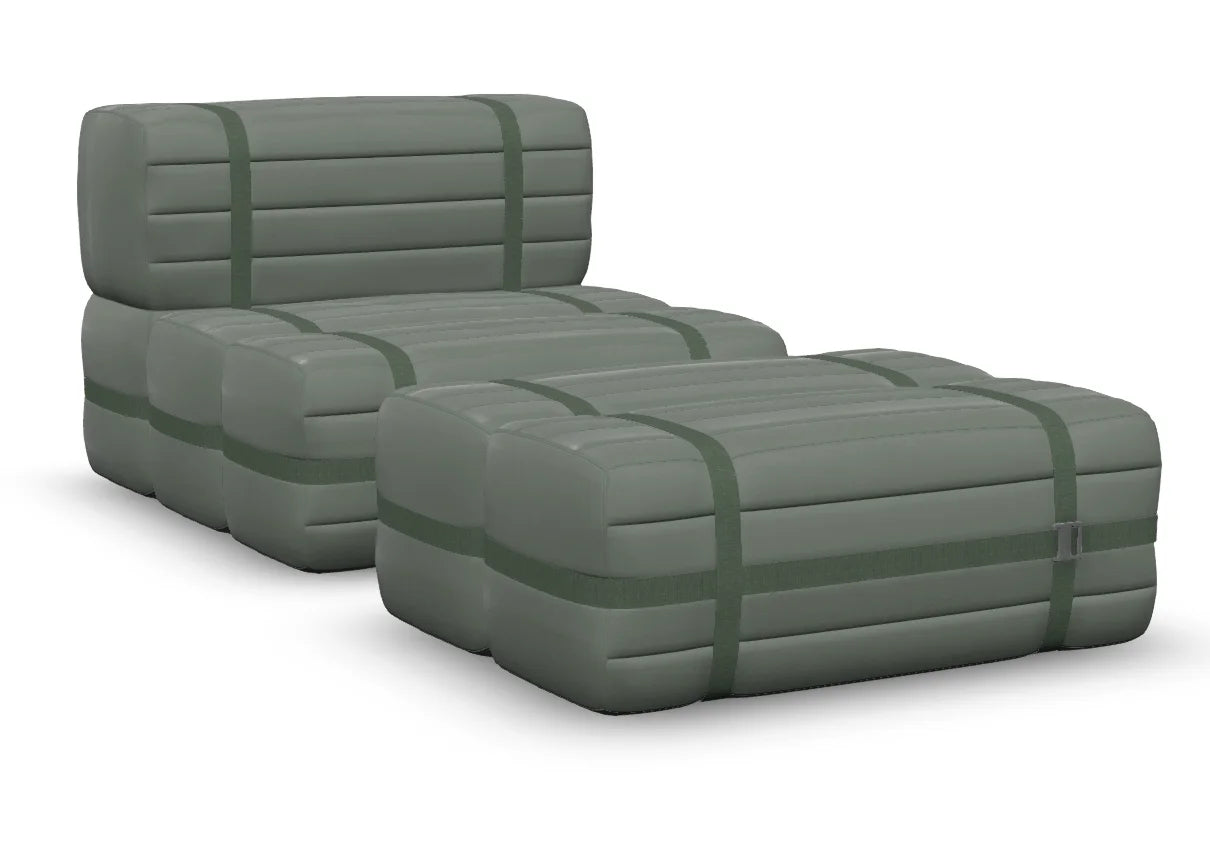 Moooi Haybale Lounge Chair met voetenbank - Spectrum Agave / Old Green