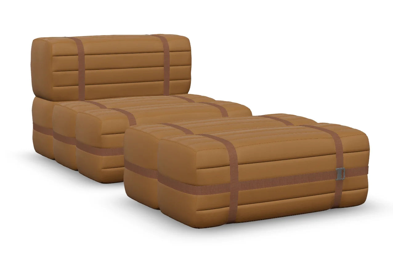 Moooi Haybale Lounge Chair met voetenbank - Spectrum Light Tan / Cognac