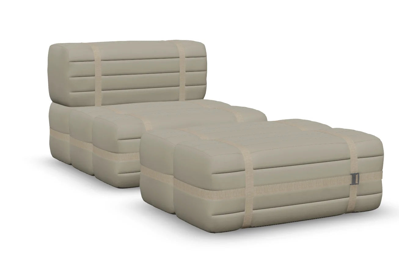 Moooi Haybale Lounge Chair met voetenbank - Spectrum Mineral / Sand