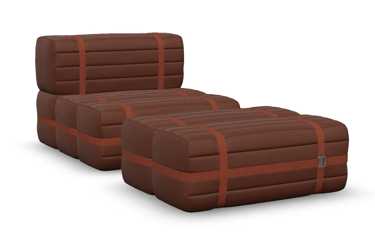 Moooi Haybale Lounge Chair met voetenbank - Spectrum Terracotta / Brick