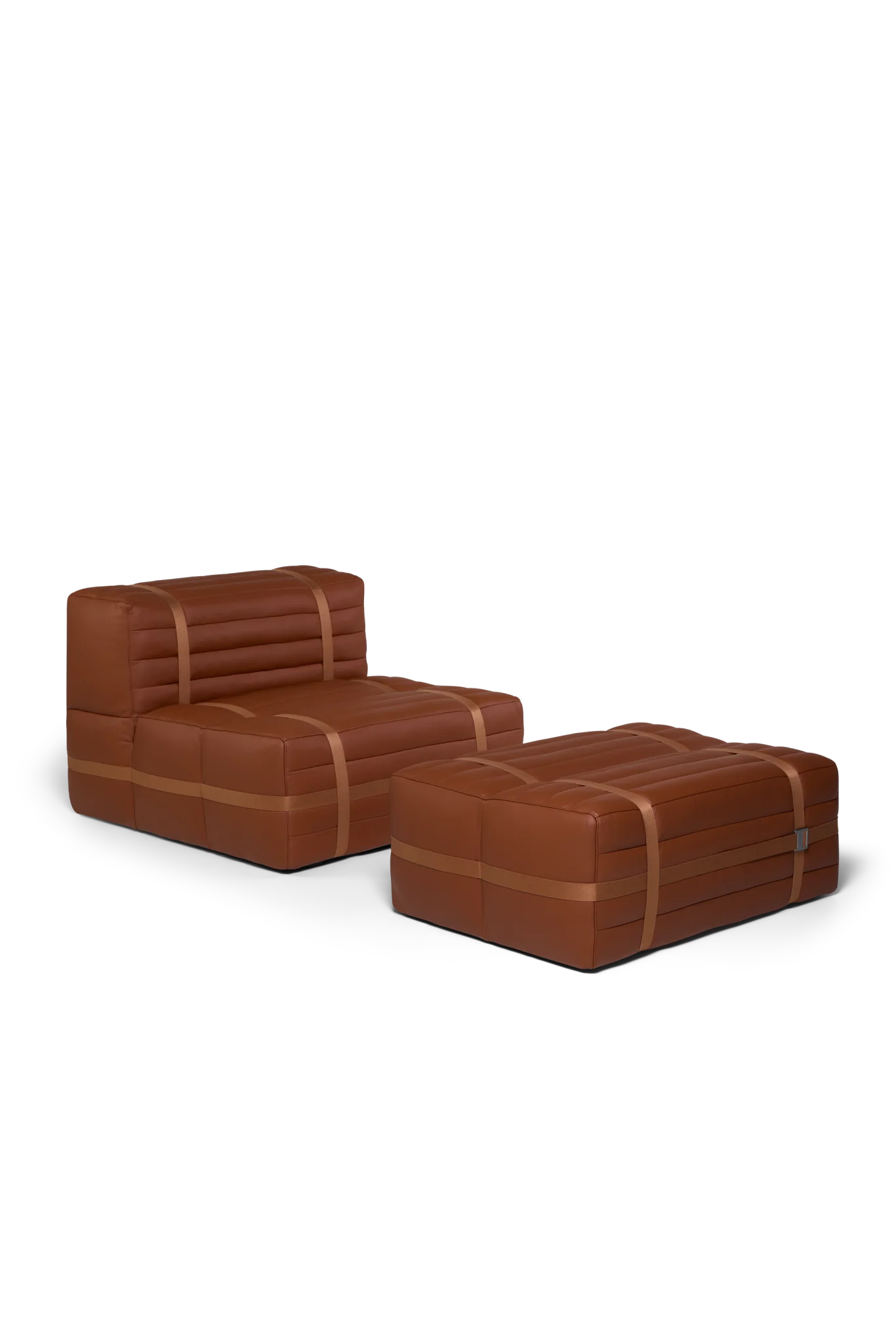 Moooi Haybale Lounge Chair met voetenbank - Spectrum Walnut / Cognac