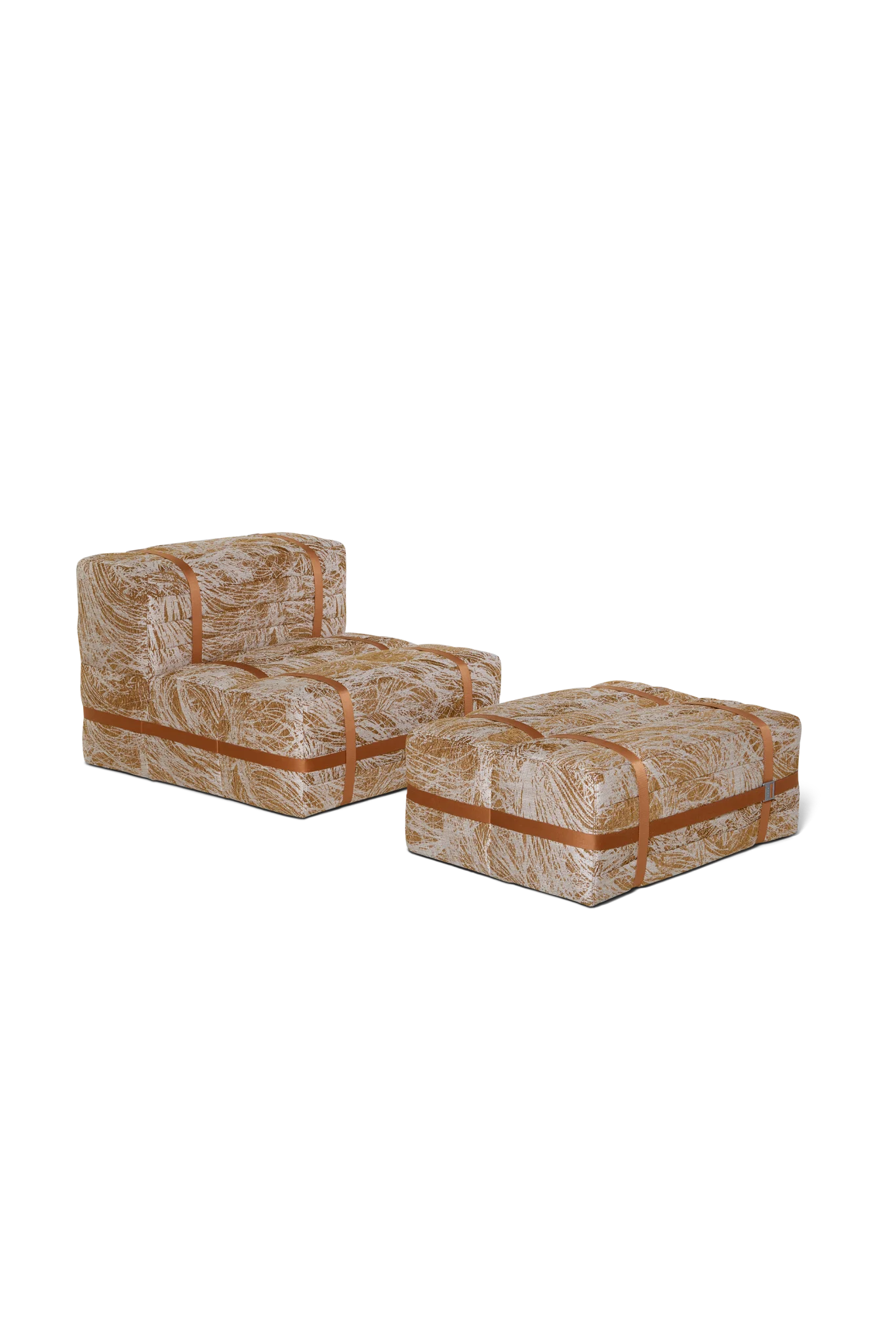 Moooi Haybale Lounge Chair met voetenbank - Wabi Sabi / Cognac