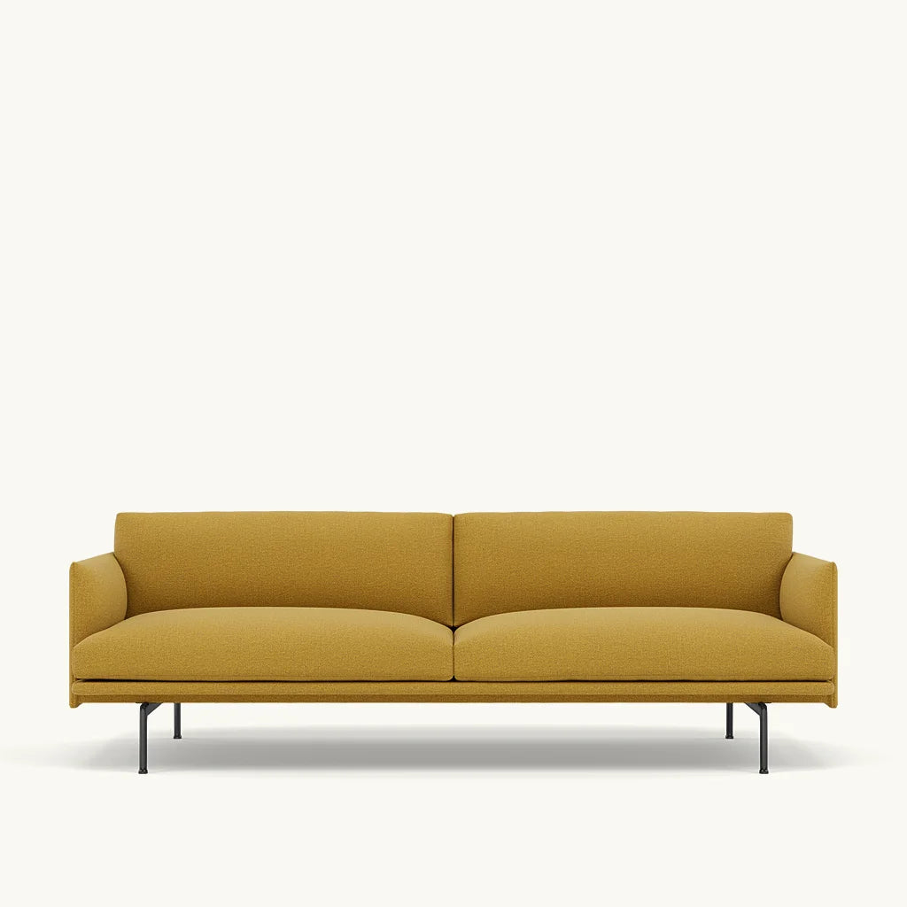 Muuto 3 zits sofa Outline - Ecriture 470 met zwart onderstel