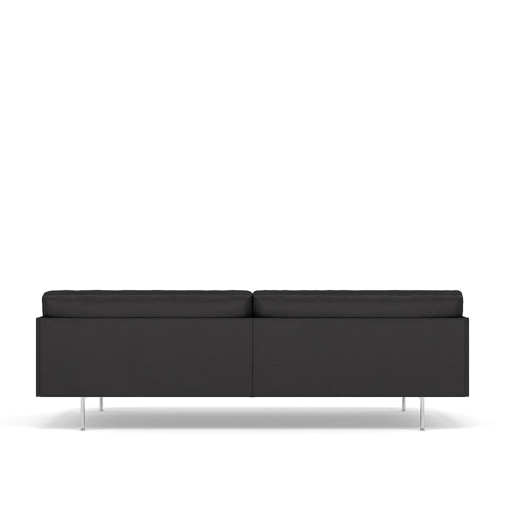 Muuto 3 zits sofa Outline - leder - Refine leder zwart met chroom onderstel