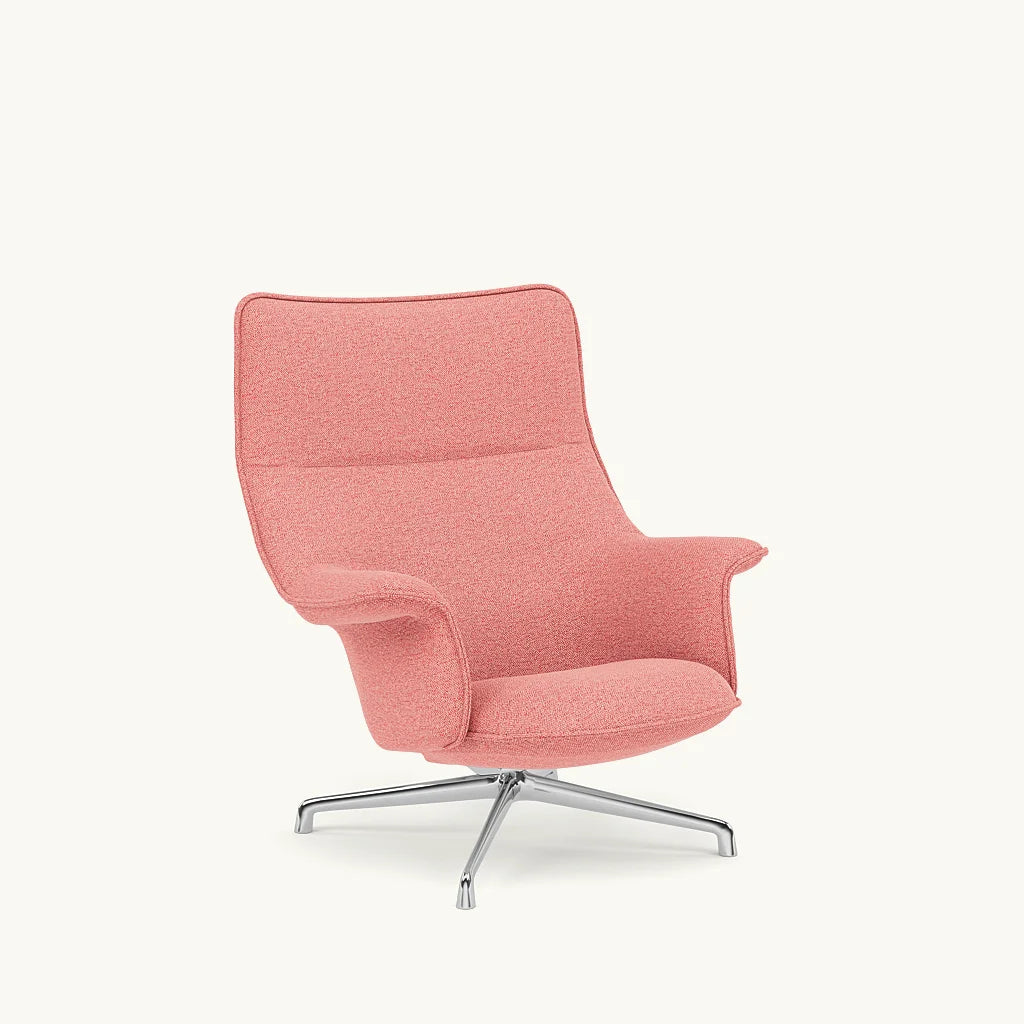 Roze gestoffeerde lounge chair met chroom basis, Doze Lounge Chair High Back