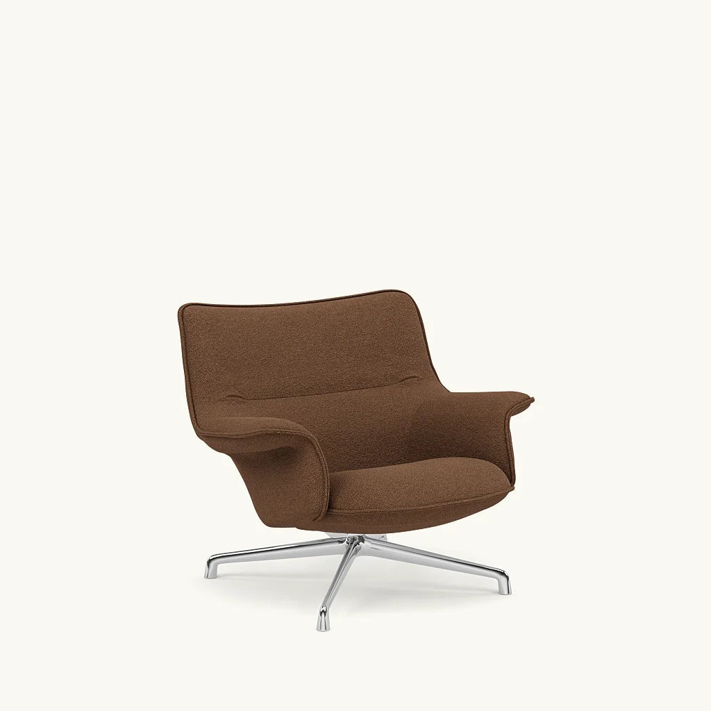 Bruine beklede draaistoel, Doze Lounge Chair Low Back voor comfortabele ontspanning