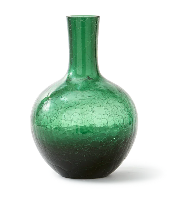 pols potten vaas Ball Body - glas crackled - Groen L
