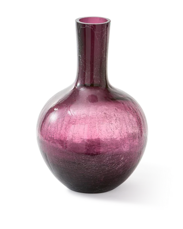 pols potten vaas Ball Body - glas crackled - Paars L