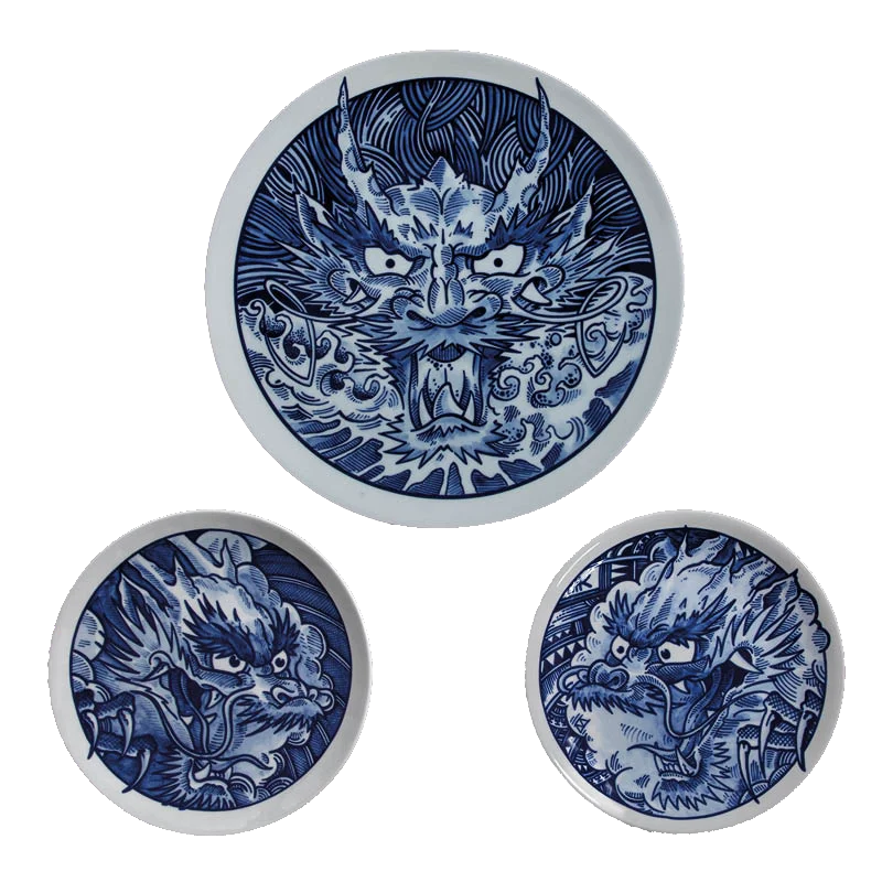 Royal Delft bord Dragon - set van 3 - Battle of the Dragon - set van 3