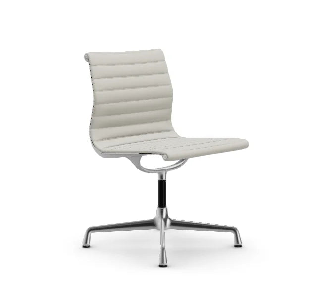 vitra Eames Aluminium Chair EA 101 - Dine - leder - snow leder - verchroomd onderstel
