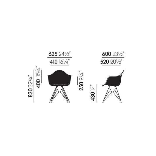 vitra Eames Fiberglass Armchair DAR - verchroomd onderstel