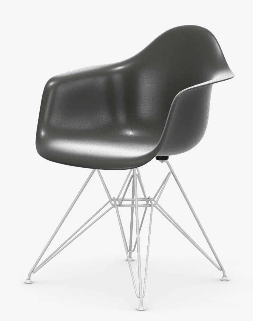 vitra Eames Fiberglass Armchair DAR - wit onderstel - elephant hide grey