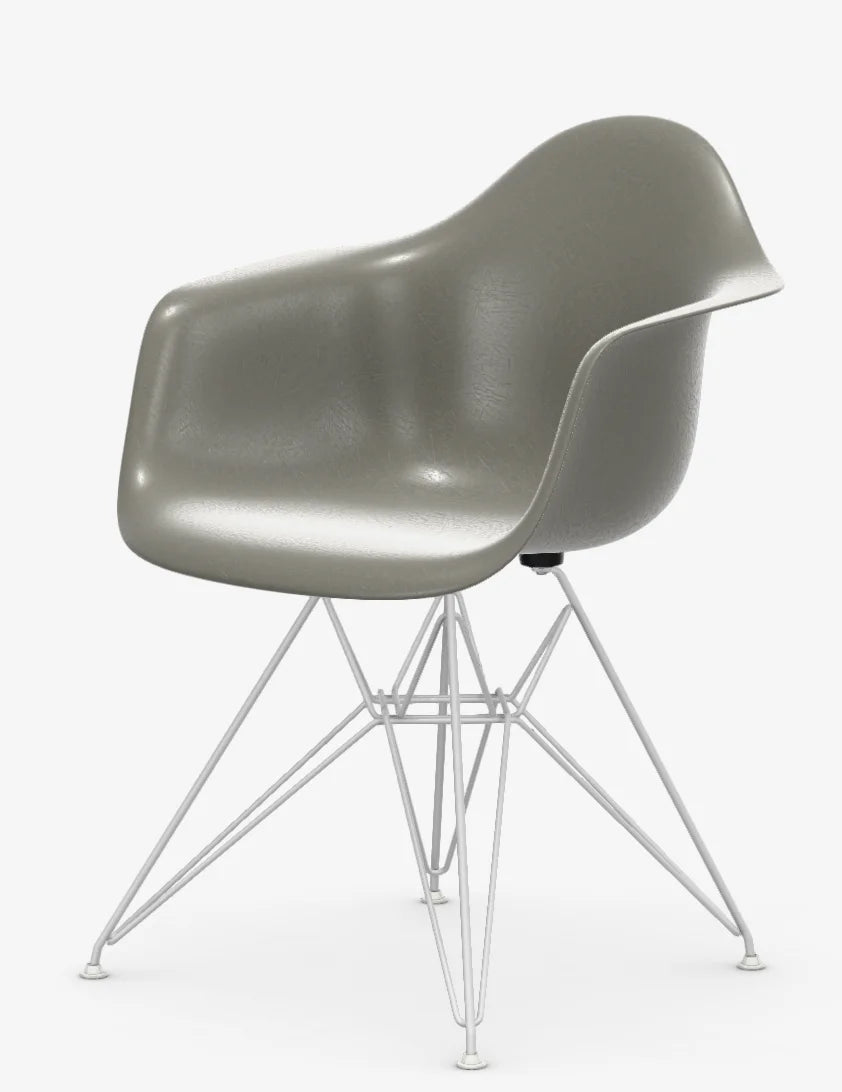 vitra Eames Fiberglass Armchair DAR - wit onderstel - raw umber