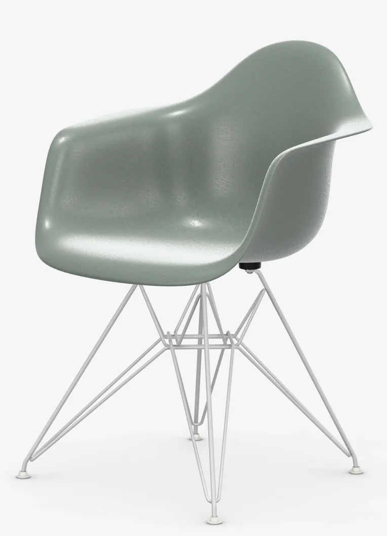 vitra Eames Fiberglass Armchair DAR - wit onderstel - sea foam green