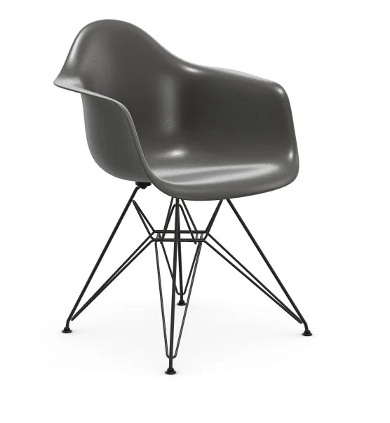 vitra Eames Fiberglass Armchair DAR - zwart onderstel - elephant hide grey