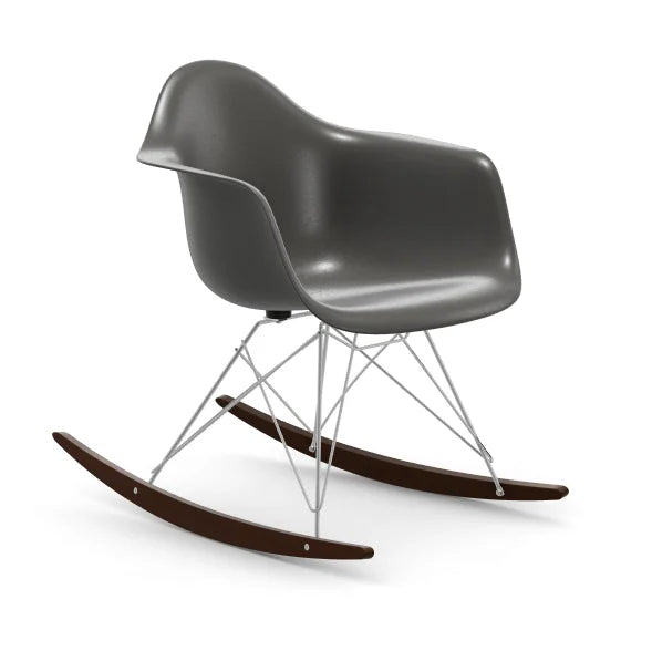 vitra Eames Fiberglass Armchair RAR - verchroomd onderstel - elephant hide grey - donker