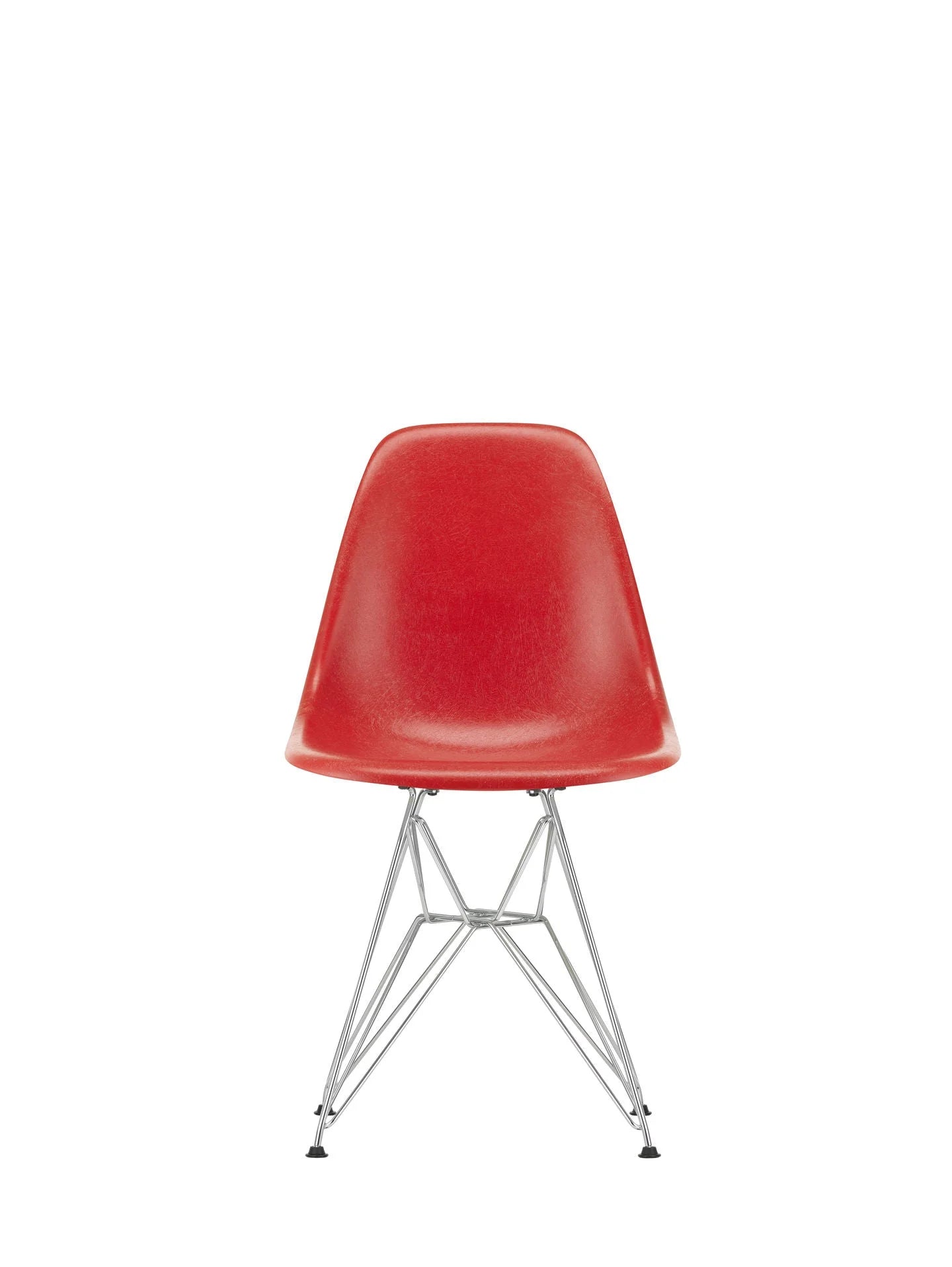 vitra Eames Fiberglass Side chair DSR - verchroomd onderstel - classic red