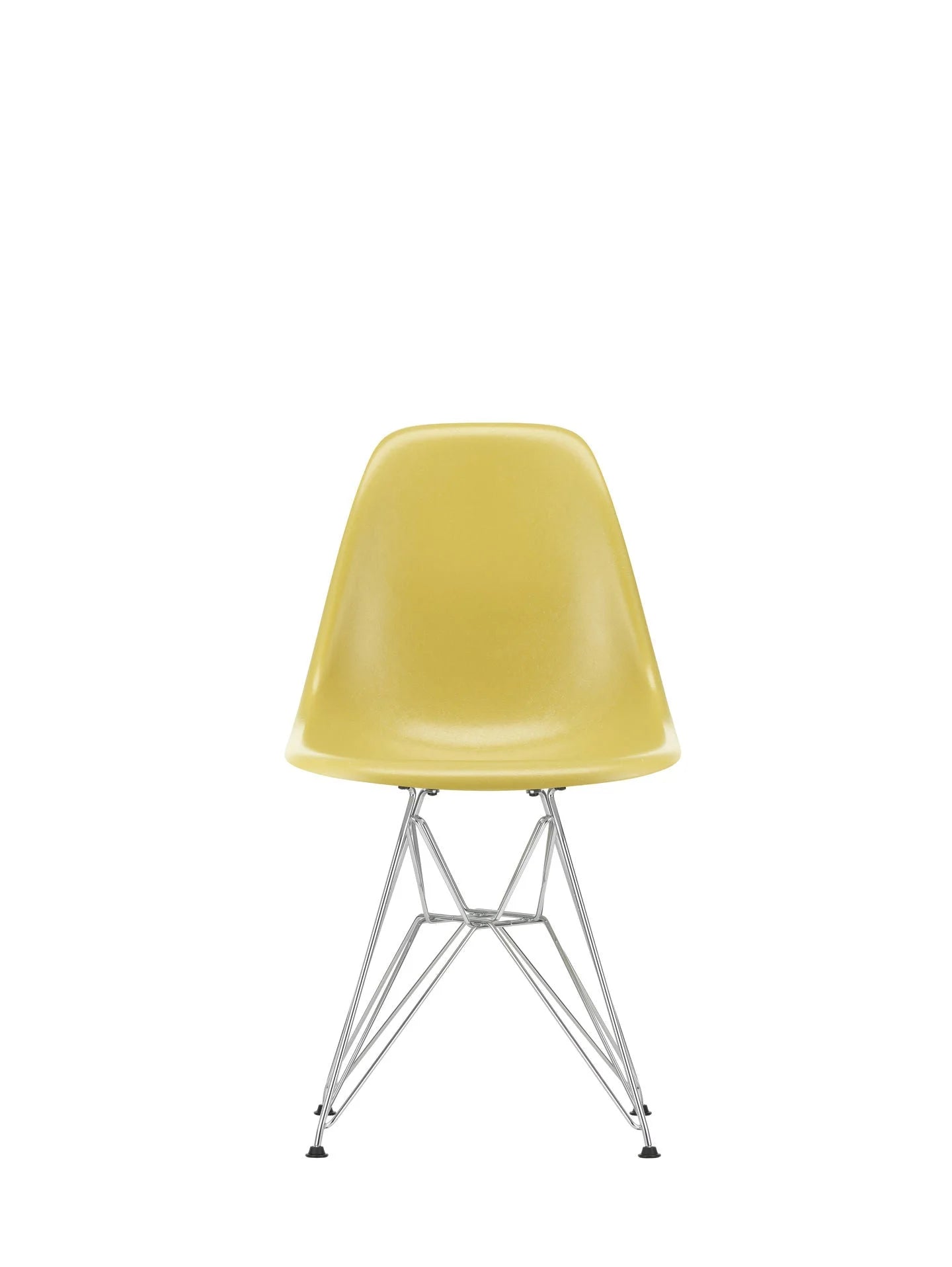 vitra Eames Fiberglass Side chair DSR - verchroomd onderstel - light ochre