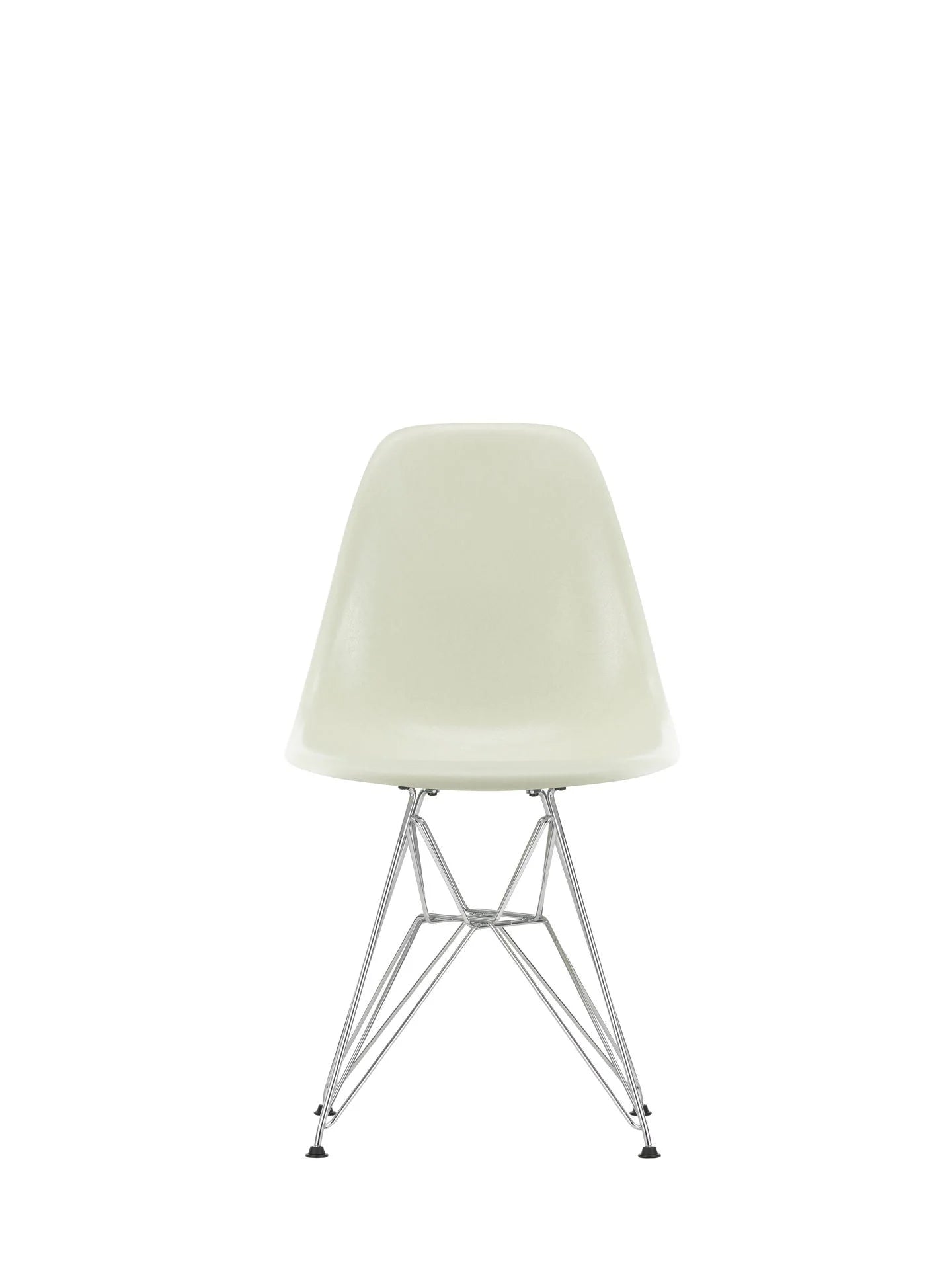 vitra Eames Fiberglass Side chair DSR - verchroomd onderstel - parchment