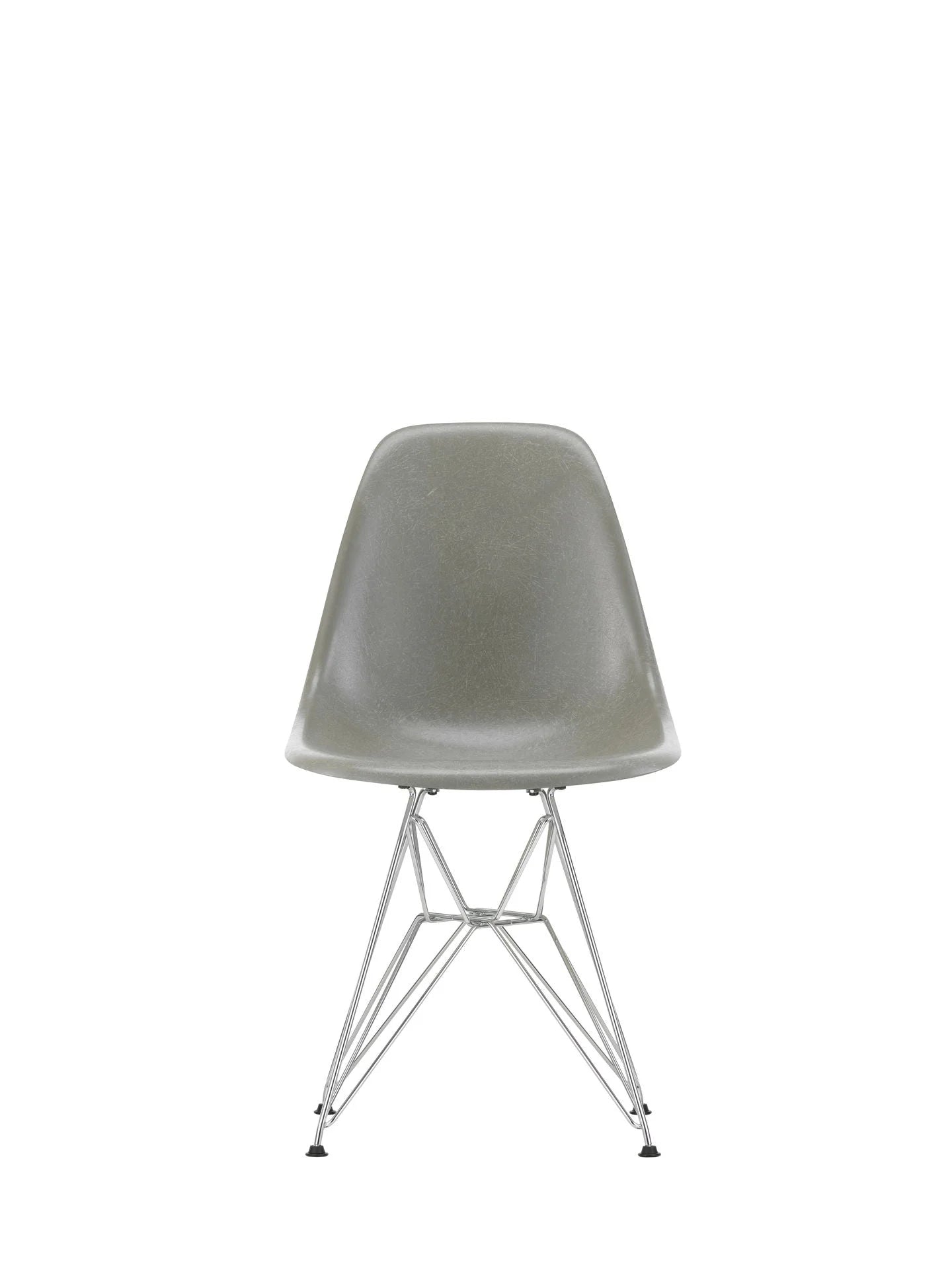 vitra Eames Fiberglass Side chair DSR - verchroomd onderstel - raw umber