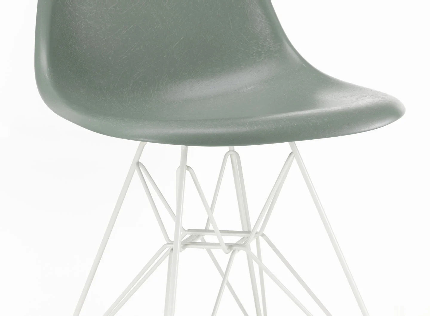 vitra Eames Fiberglass Side chair DSR - wit onderstel