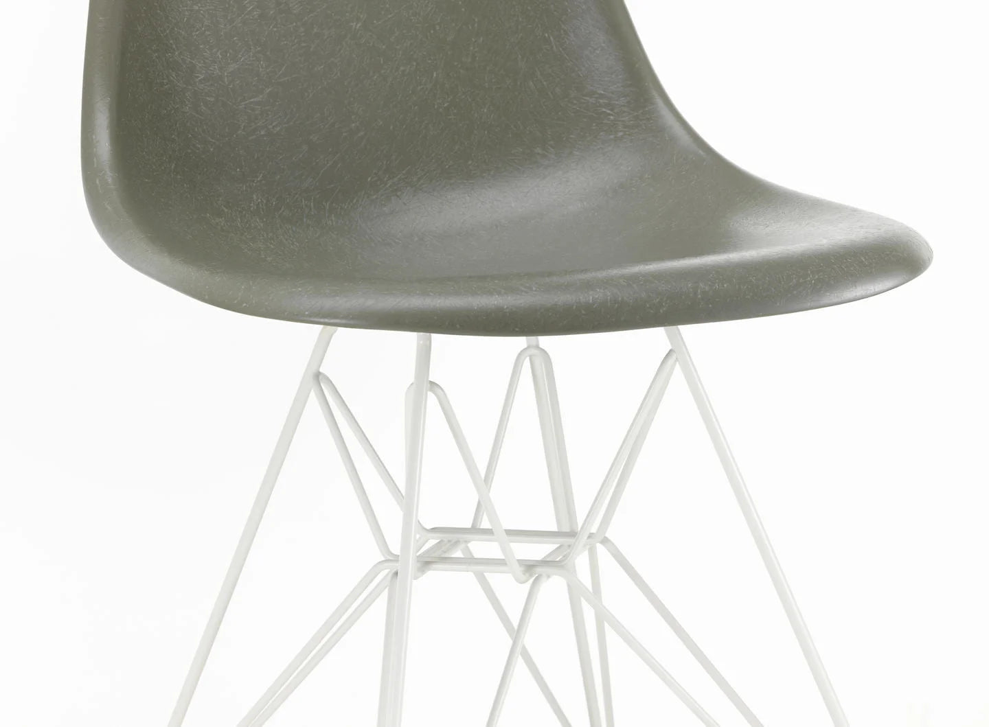 vitra Eames Fiberglass Side chair DSR - wit onderstel
