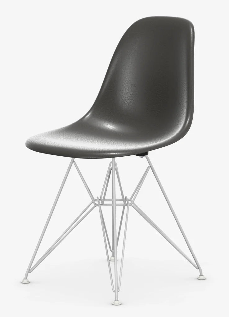 vitra Eames Fiberglass Side chair DSR - wit onderstel - elephant hide grey