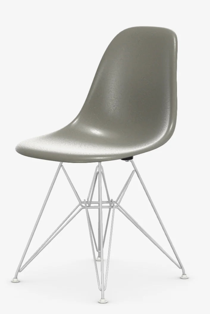vitra Eames Fiberglass Side chair DSR - wit onderstel - raw umber