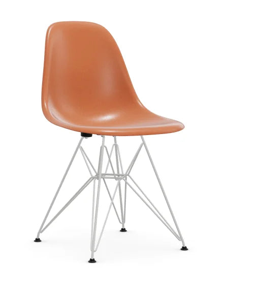 vitra Eames Fiberglass Side chair DSR - wit onderstel - red orange