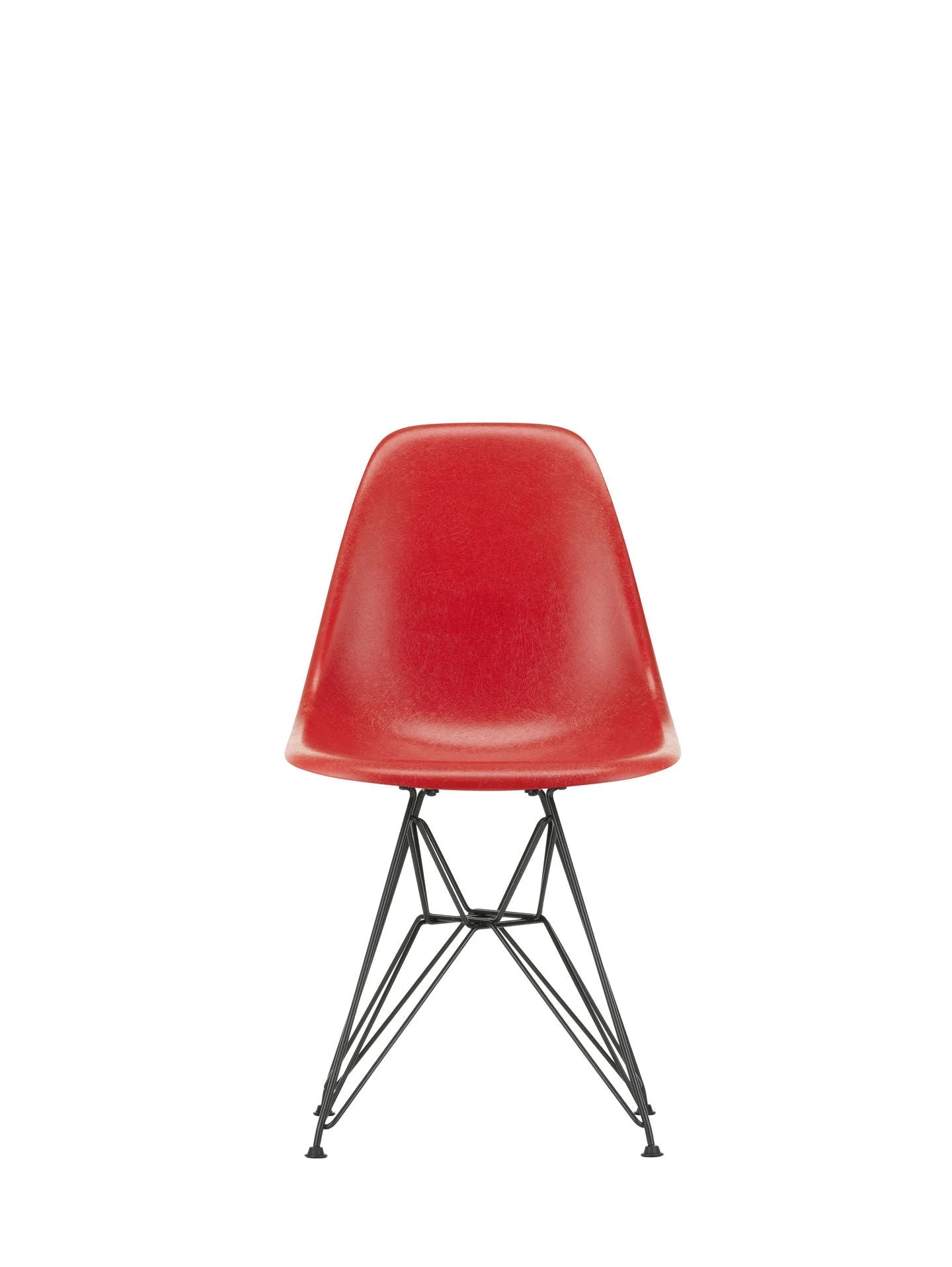 vitra Eames Fiberglass Side chair DSR - zwart onderstel - classic red