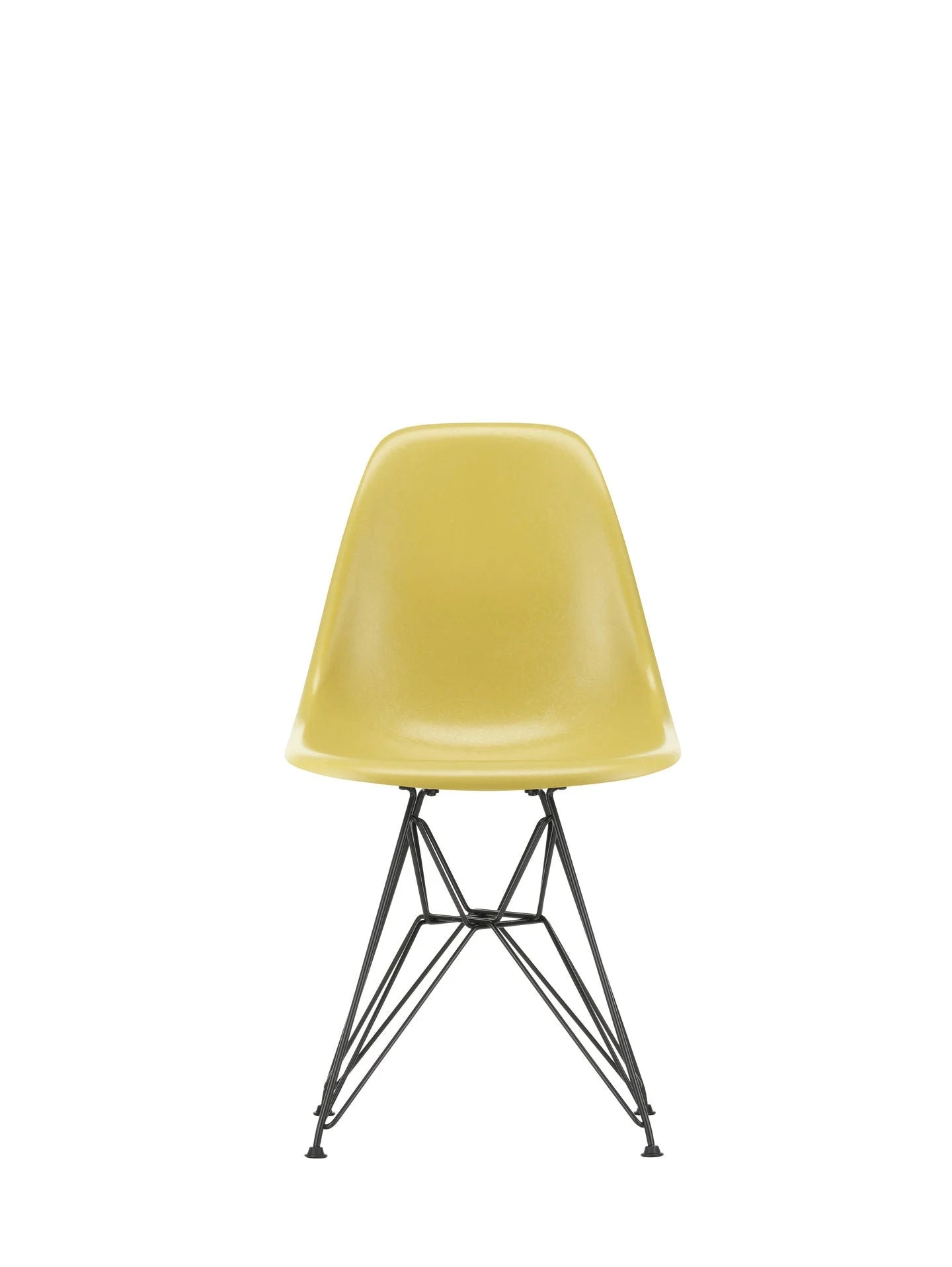 vitra Eames Fiberglass Side chair DSR - zwart onderstel - light ochre