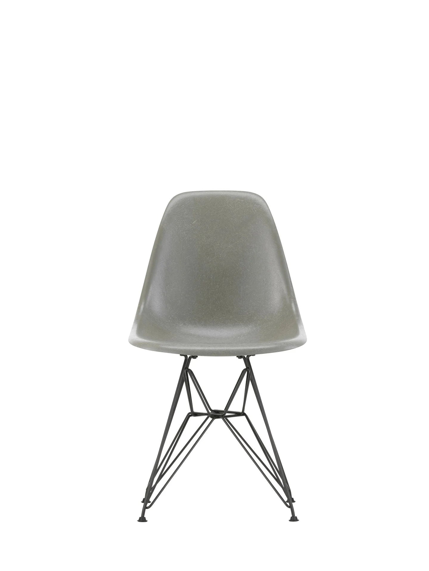 vitra Eames Fiberglass Side chair DSR - zwart onderstel - raw umber