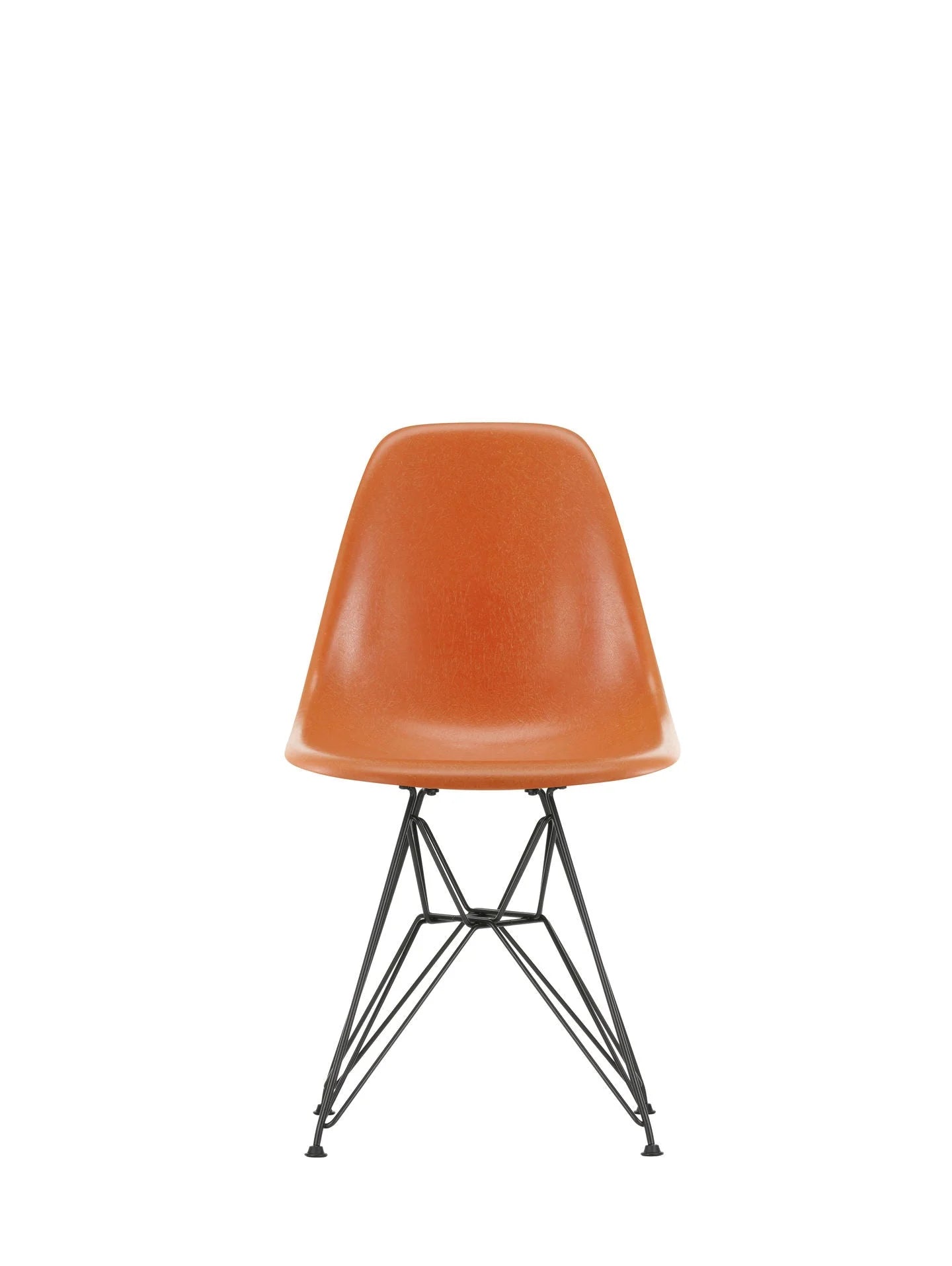 vitra Eames Fiberglass Side chair DSR - zwart onderstel - red orange