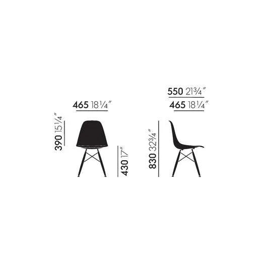 vitra Eames Fiberglass Side chair DSW - essen onderstel
