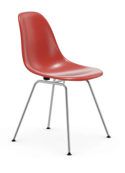 vitra Eames Fiberglass Side chair DSX - verchroomd onderstel - classic red