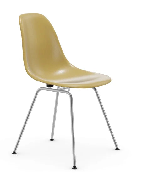 vitra Eames Fiberglass Side chair DSX - verchroomd onderstel - light ochre