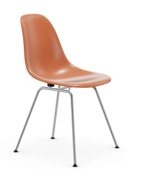 vitra Eames Fiberglass Side chair DSX - verchroomd onderstel - red orange